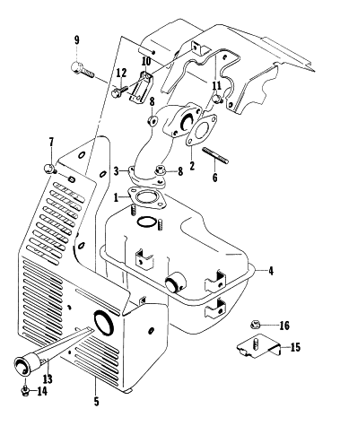 Parts Diagram for Arctic Cat 1997 4000GD GENERATORS MUFFLER ASSEMBLY