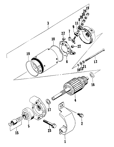 Parts Diagram for Arctic Cat 1997 4000GD GENERATORS STARTING MOTOR ASSEMBLY