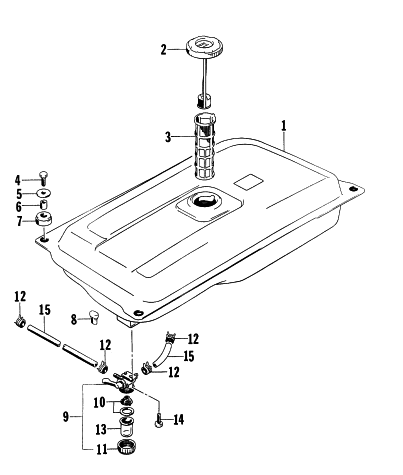 Parts Diagram for Arctic Cat 1997 4000GD GENERATORS FUEL TANK ASSEMBLY