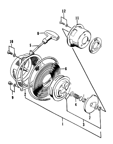 Parts Diagram for Arctic Cat 1997 KITTY CAT SNOWMOBILE RECOIL STARTER