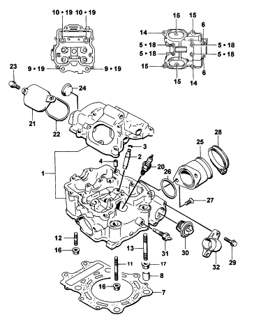 Parts Diagram for Arctic Cat 1998 400 2X4 ATV CYLINDER HEAD ASSEMBLY