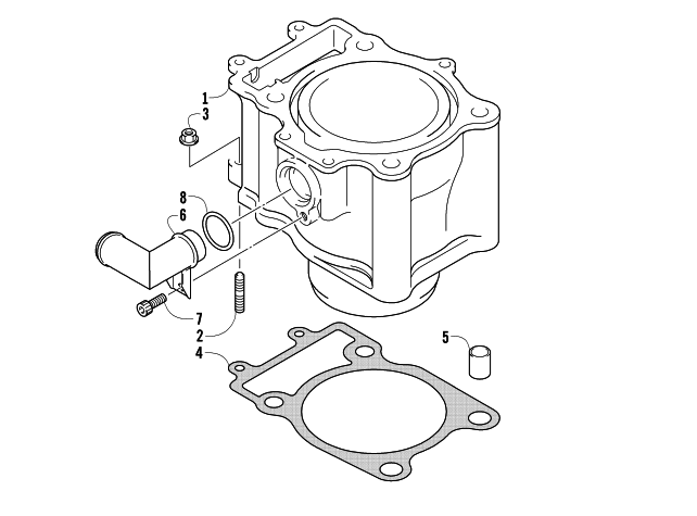 Parts Diagram for Arctic Cat 2000 500 4X4 () ATV CYLINDER ASSEMBLY