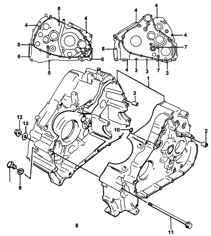 Parts Diagram for Arctic Cat 1996 BEARCAT 4X4 ATV CRANKCASE ASSEMBLY