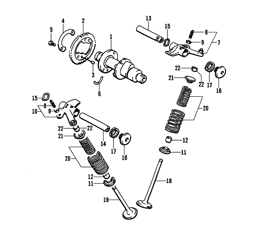 Parts Diagram for Arctic Cat 2001 400 2X4 (MANUAL TRANSMISSION) ATV CAMSHAFT/VALVE ASSEMBLY