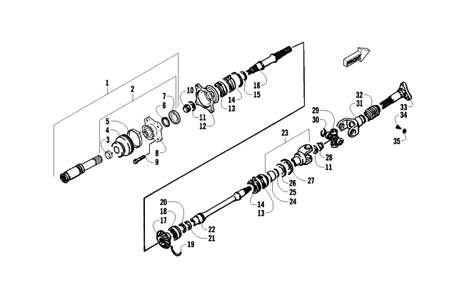 Parts Diagram for Arctic Cat 2000 500 4X4 () ATV SECONDARY DRIVE ASSEMBLY