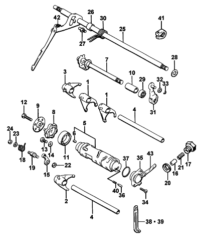 Parts Diagram for Arctic Cat 1996 BEARCAT 4X4 ATV GEAR SHIFTING ASSEMBLY