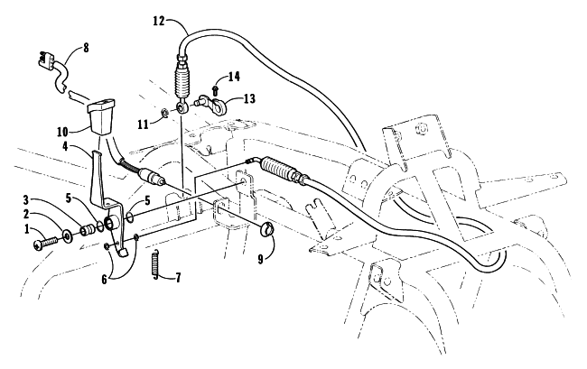 Parts Diagram for Arctic Cat 1996 BEARCAT 4X4 ATV REVERSE SHIFT LEVER ASSEMBLY