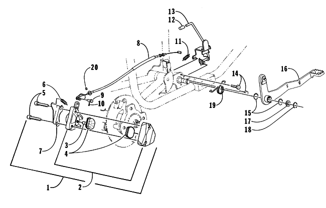 Parts Diagram for Arctic Cat 1996 BEARCAT 4X4 ATV MECHANICAL BRAKE ASSEMBLY