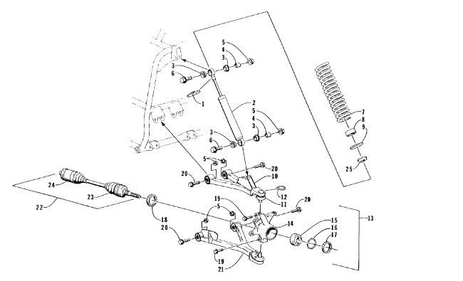 Parts Diagram for Arctic Cat 1998 500 4X4 ATV FRONT SUSPENSION ASSEMBLY