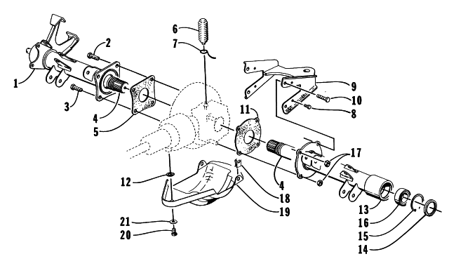 Parts Diagram for Arctic Cat 1996 BEARCAT 4X4 ATV REAR AXLE ASSEMBLY