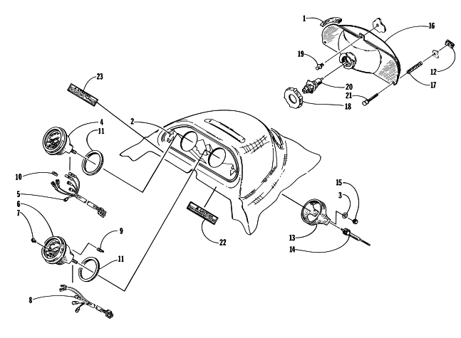 Parts Diagram for Arctic Cat 1997 POWDER SPECIAL EFI SNOWMOBILE HEADLIGHT AND INSTRUMENT POD
