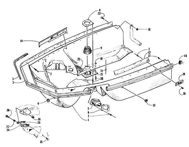Parts Diagram for Arctic Cat 1998 COUGAR MOUNTAIN CAT SNOWMOBILE BELLY PAN ASSEMBLY