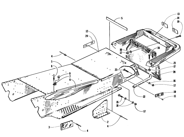 Parts Diagram for Arctic Cat 1997 COUGAR SNOWMOBILE TUNNEL AND REAR BUMPER