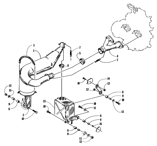 Parts Diagram for Arctic Cat 1997 PANTHER 550 SNOWMOBILE EXHAUST ASSEMBLY
