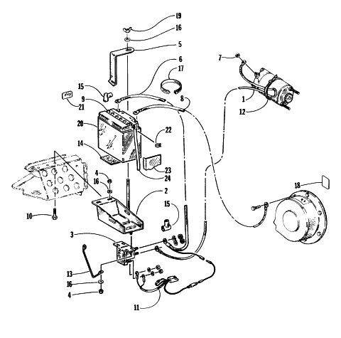 Parts Diagram for Arctic Cat 1997 PANTHER 550 SNOWMOBILE ELECTRIC START - BATTERY ASSEMBLY
