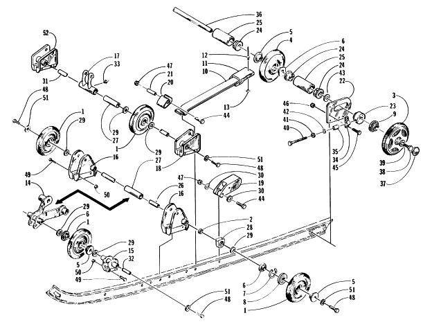 Parts Diagram for Arctic Cat 1997 PANTHER 550 SNOWMOBILE REAR SUSPENSION AXLE ASSEMBLY