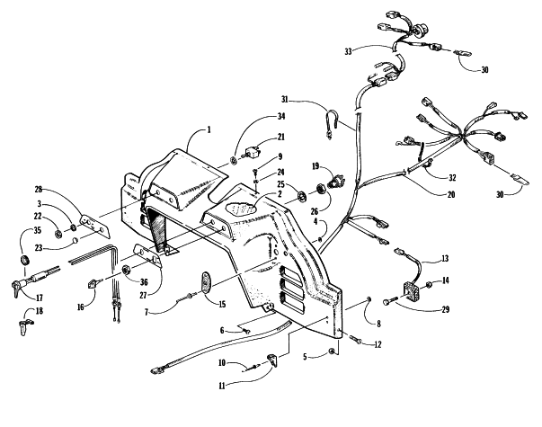 Parts Diagram for Arctic Cat 1997 PANTHER 550 SNOWMOBILE CONSOLE, SWITCHES, AND WIRING ASSEMBLIES