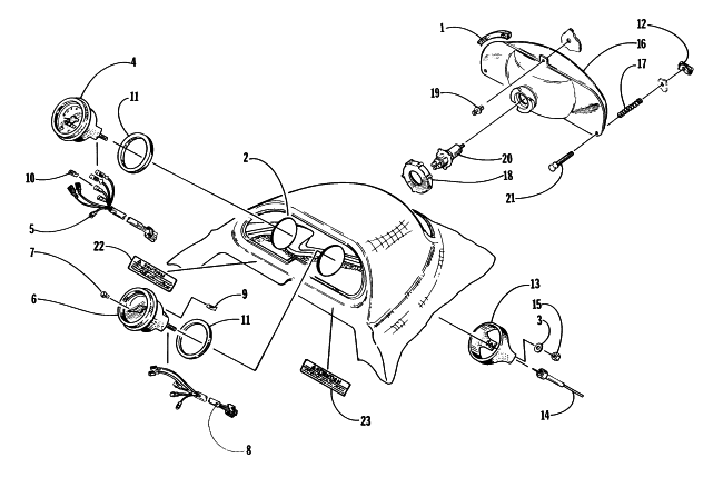 Parts Diagram for Arctic Cat 1997 PANTHER 550 SNOWMOBILE HEADLIGHT AND INSTRUMENT POD