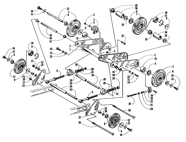 Parts Diagram for Arctic Cat 1997 BEARCAT 440 SNOWMOBILE ARTICULATING SKID FRAME ASSEMBLY