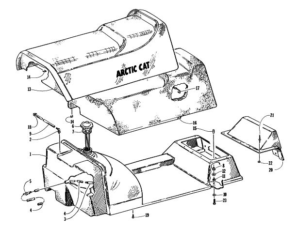 Parts Diagram for Arctic Cat 1997 BEARCAT 440 SNOWMOBILE GAS TANK AND SEAT ASSEMBLIES