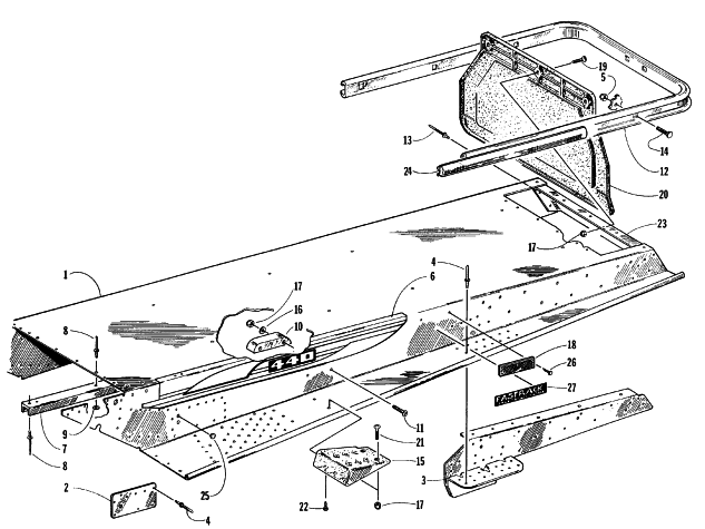 Parts Diagram for Arctic Cat 1997 BEARCAT 440 SNOWMOBILE TUNNEL AND REAR BUMPER