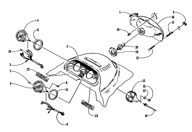Parts Diagram for Arctic Cat 1997 ZL 440 SNOWMOBILE HEADLIGHT AND INSTRUMENTS