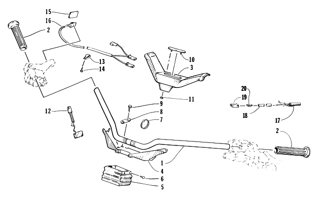 Parts Diagram for Arctic Cat 1997 ZRT 600 SNOWMOBILE HANDLEBAR ASSEMBLY