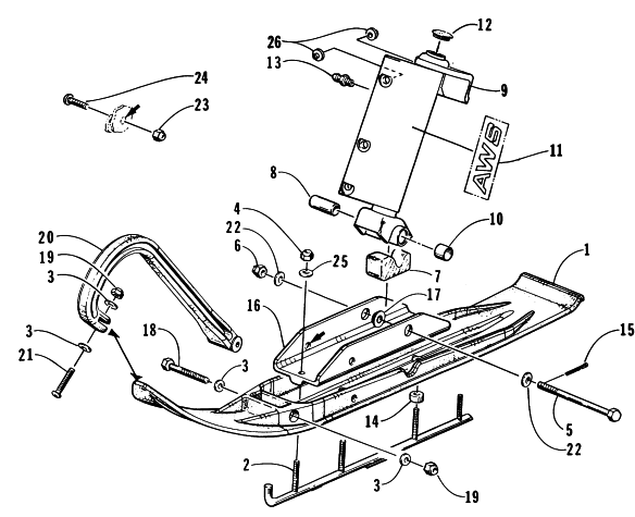 Parts Diagram for Arctic Cat 1997 Z 440 SNOWMOBILE SKI AND SPINDLE ASSEMBLY