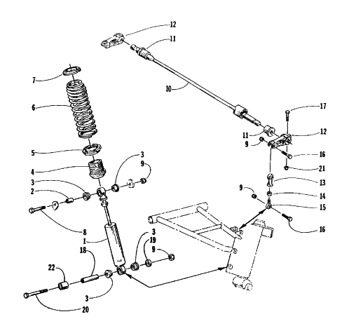 Parts Diagram for Arctic Cat 1998 EXT EFI DLX SNOWMOBILE SHOCK ABSORBER AND SWAY BAR ASSEMBLY