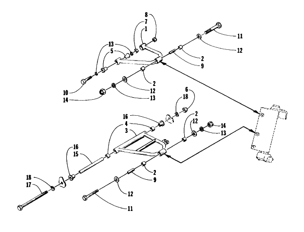 Parts Diagram for Arctic Cat 1998 EXT 600 TRIPLE SNOWMOBILE A-ARM ASSEMBLY