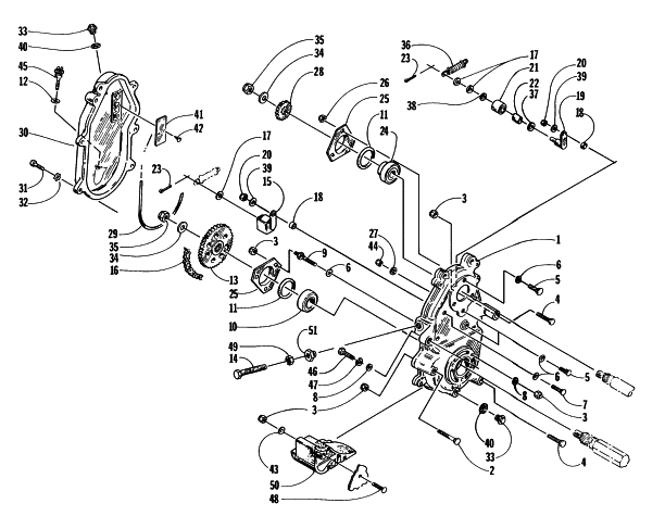 Parts Diagram for Arctic Cat 1998 ZRT 600 SNOWMOBILE DRIVE/DROPCASE ASSEMBLY