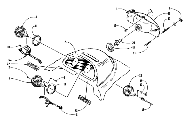 Parts Diagram for Arctic Cat 1997 ZRT 800 SNOWMOBILE HEADLIGHT AND INSTRUMENTS