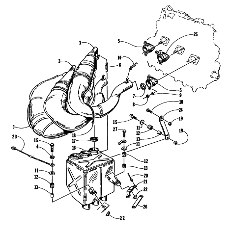 Parts Diagram for Arctic Cat 1997 ZRT 800 SNOWMOBILE EXHAUST ASSEMBLY