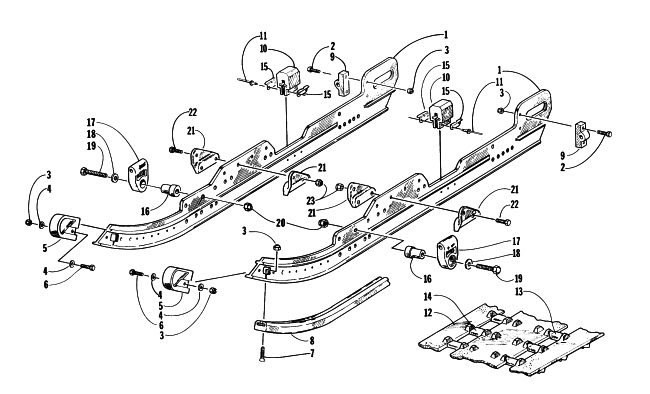 Parts Diagram for Arctic Cat 1997 Z 440 SNOWMOBILE SLIDE RAIL AND TRACK ASSEMBLY