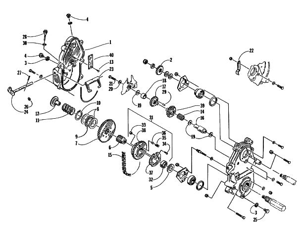 Parts Diagram for Arctic Cat 1997 THUNDERCAT MC SNOWMOBILE DRIVE/REVERSE DROPCASE ASSEMBLY