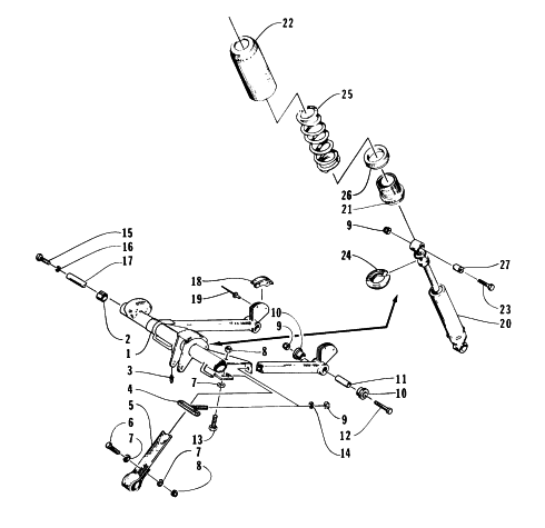 Parts Diagram for Arctic Cat 1997 EXT 600 SNOWMOBILE REAR SUSPENSION/FRONT ARM ASSEMBLY