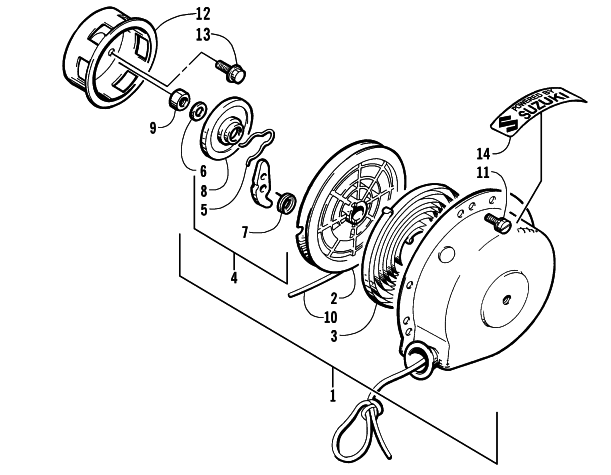 Parts Diagram for Arctic Cat 2000 PANTERA 580 EFI () SNOWMOBILE RECOIL STARTER