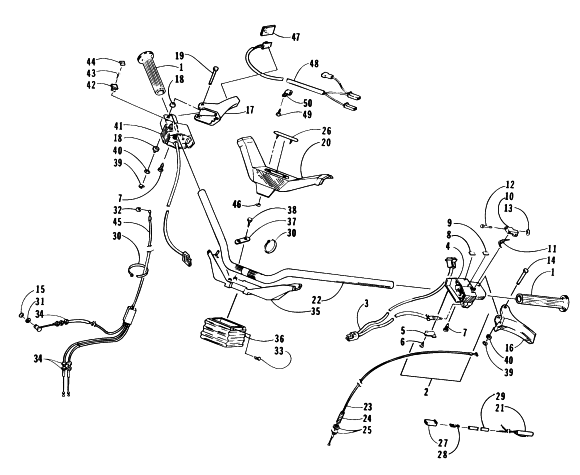Parts Diagram for Arctic Cat 1997 PANTHER 550 SNOWMOBILE HANDLEBAR AND CONTROLS
