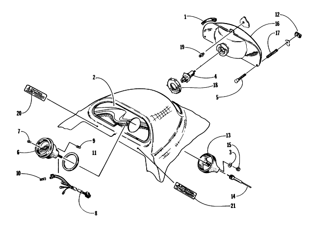 Parts Diagram for Arctic Cat 1997 PANTHER 440 SNOWMOBILE HEADLIGHT AND INSTRUMENT POD