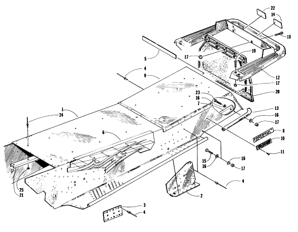 Parts Diagram for Arctic Cat 1997 Z 440 SNOWMOBILE TUNNEL AND REAR BUMPER
