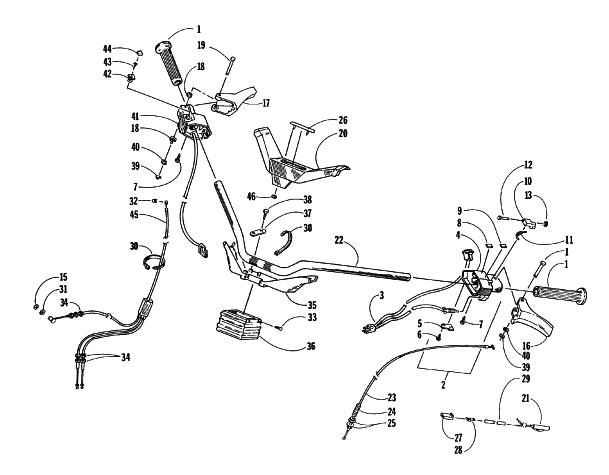 Parts Diagram for Arctic Cat 1997 BEARCAT 440 SNOWMOBILE HANDLEBAR AND CONTROLS