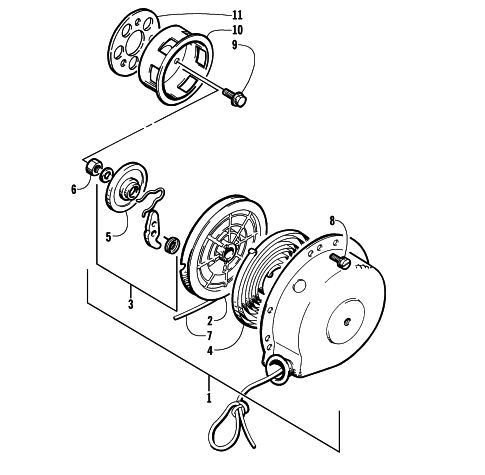 Parts Diagram for Arctic Cat 1997 ZL 440 SNOWMOBILE RECOIL STARTER