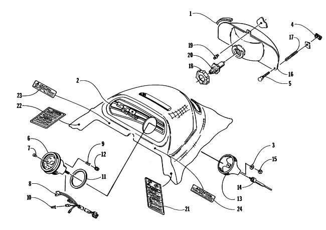 Parts Diagram for Arctic Cat 1997 BEARCAT WIDE TRACK SNOWMOBILE HEADLIGHT AND INSTRUMENT POD