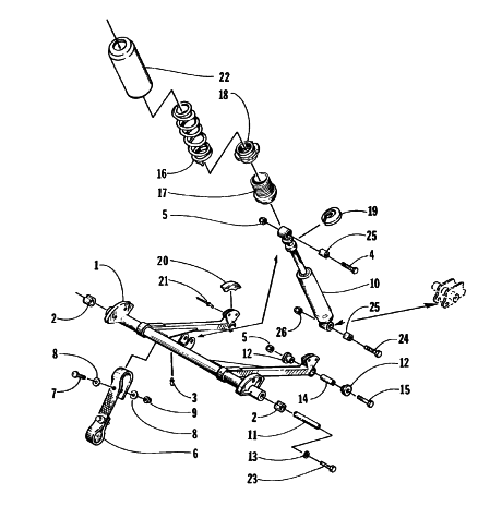 Parts Diagram for Arctic Cat 1998 BEARCAT WIDE TRACK SNOWMOBILE REAR SUSPENSION FRONT ARM ASSEMBLY