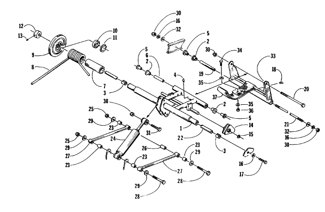 Parts Diagram for Arctic Cat 1999 BEARCAT WT SNOWMOBILE REAR SUSPENSION REAR ARM ASSEMBLY