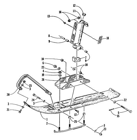 Parts Diagram for Arctic Cat 1997 THUNDERCAT SNOWMOBILE SKI AND SPINDLE ASSEMBLY