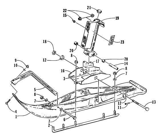 Parts Diagram for Arctic Cat 1997 THUNDERCAT MC SNOWMOBILE SKI AND SPINDLE ASSEMBLY