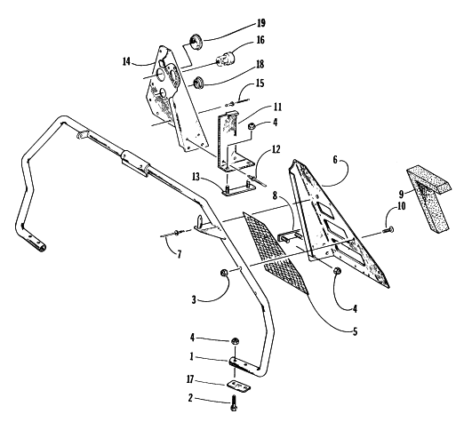 Parts Diagram for Arctic Cat 1997 THUNDERCAT SNOWMOBILE STEERING SUPPORT ASSEMBLY