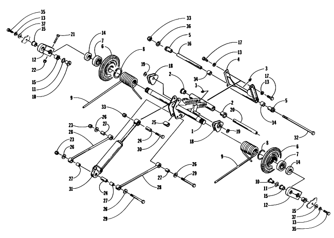 Parts Diagram for Arctic Cat 1997 ZR 440 SNOWMOBILE REAR SUSPENSION - REAR ARM ASSEMBLY