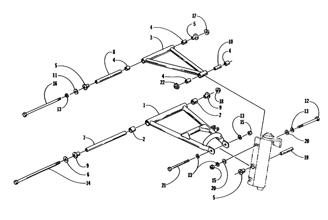 Parts Diagram for Arctic Cat 1997 ZR 440 SNOWMOBILE A-ARM ASSEMBLY